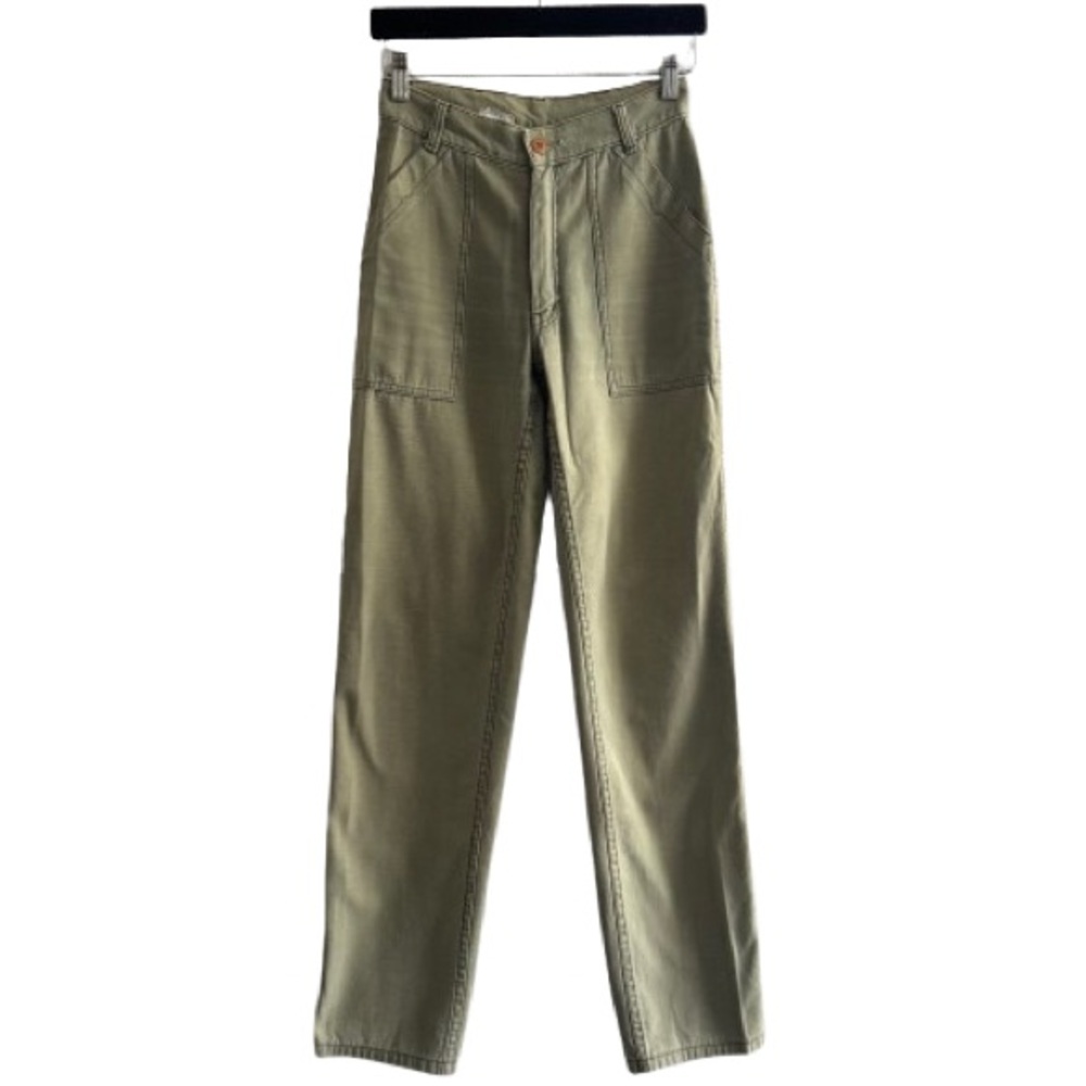 Vintage Fiorucci Italy Green Utility Military Fatigue High Rise Trouser Pants
